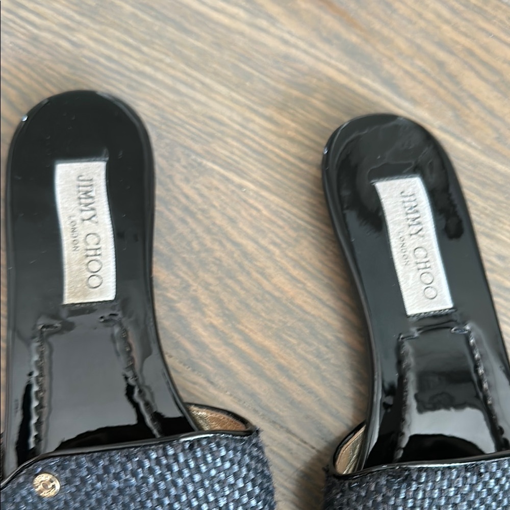 Jimmy Choo Black Textured Slide Sandals - Picture 4 of 7